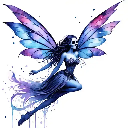 Skull Fairy Mid Flight Symbolizing Strength And Resilience