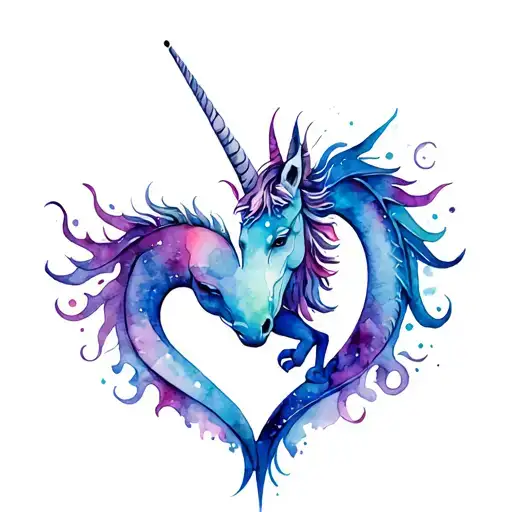 Unicorn And Dragon Heart Shape