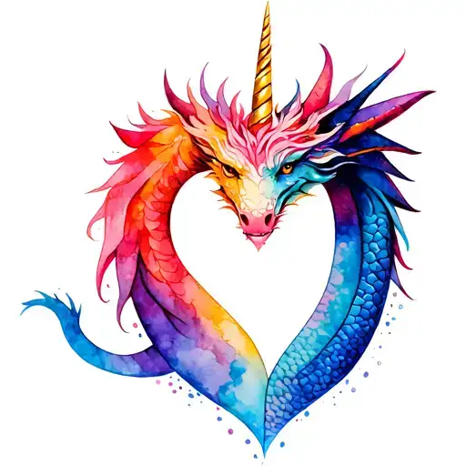Dragon Guy Unicorn Girl Heart Shape