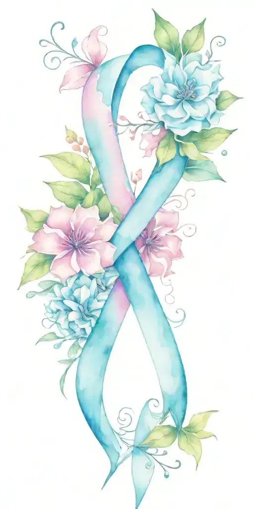 Breast Cancer Awareness Ribbon And Bouquet