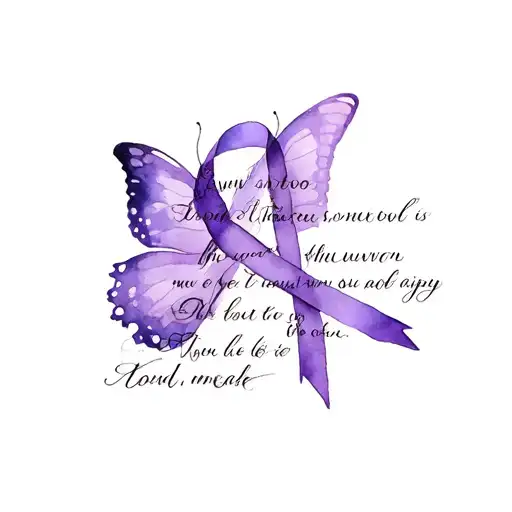 Purple Ribbon Intertwined Butterfly With Quote For Survivor