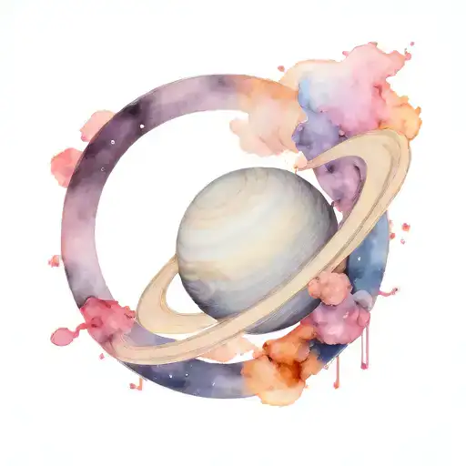 Saturn In Space Surrounded By A Round Frame