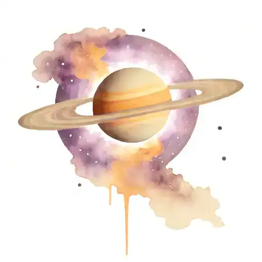 Saturn With The Background Of The Night Sky With Some Purple Color
