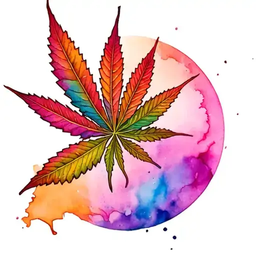 Cannabis Leaf Colorful Hyper Realistic Alien Touch
