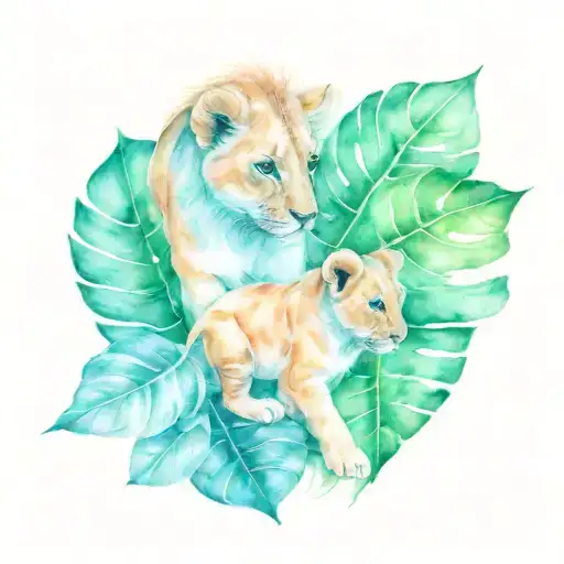 Lion Cubs Profile Monstera Leaves