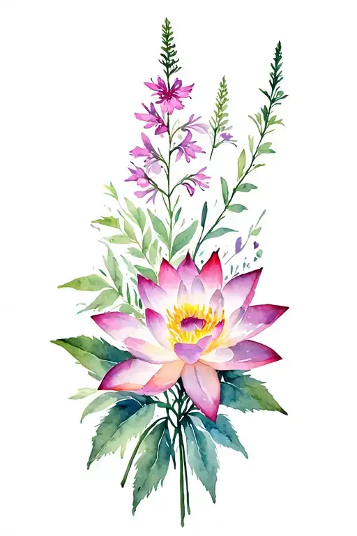 Fireweed And Lotus Flower Bouquet