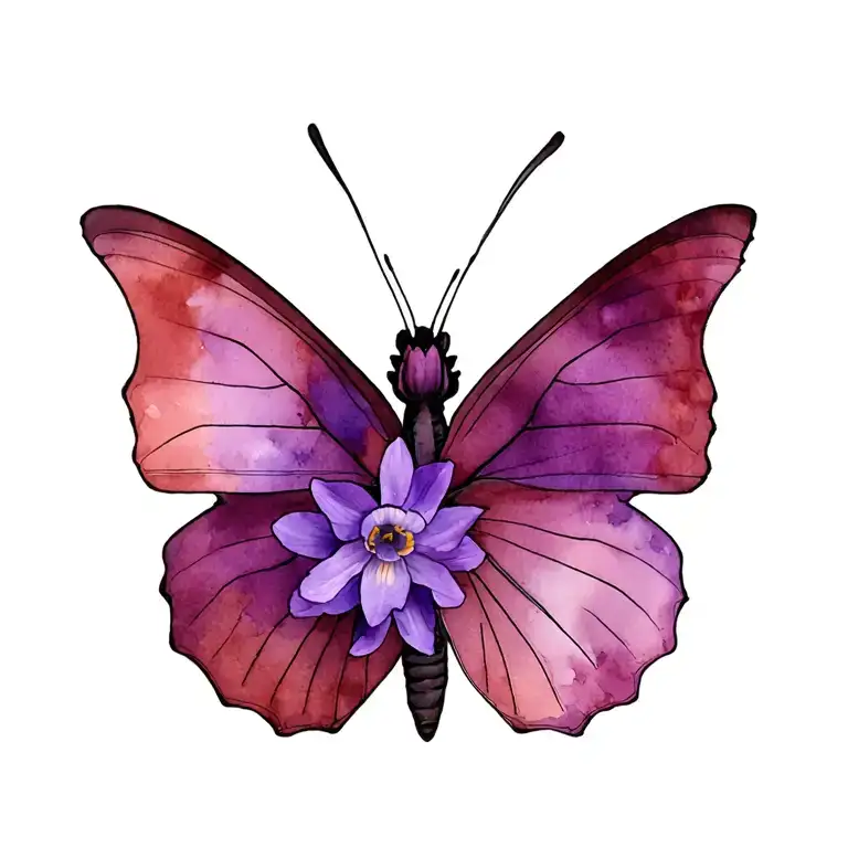 Butterfly Where Half The Wing Is Purple Daffodils Growing