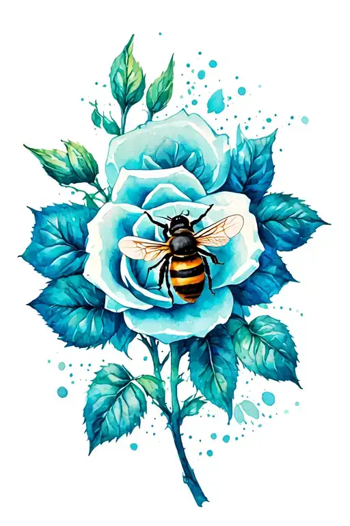 Bee And Rose Intertwined Symbolizing