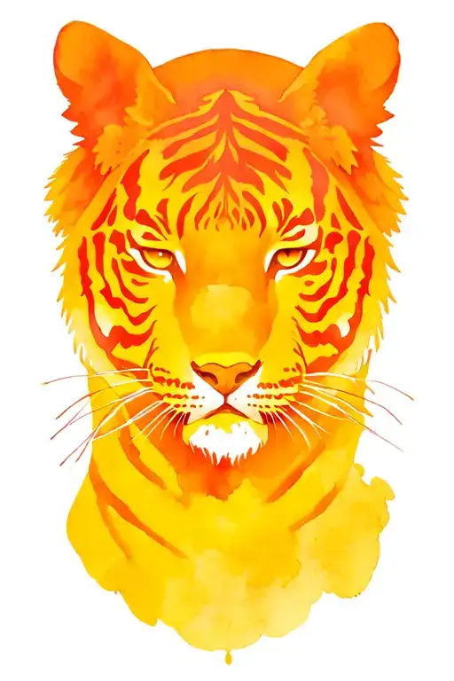 Angel Aniel Face With Wings Wrapped Round Then Half Tiger Face