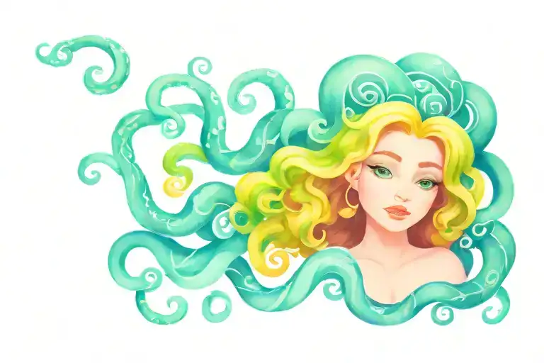 Cute Cartoon Medusa Goddess
