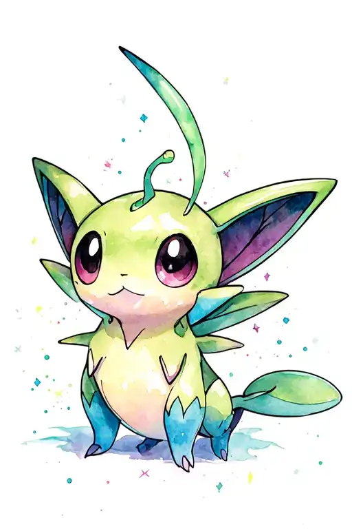 Celebi Pokemon With Sparkles