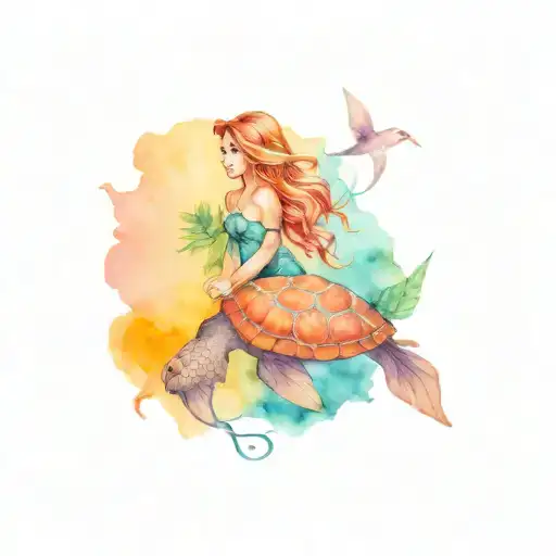 Mermaid And Sea Turtle