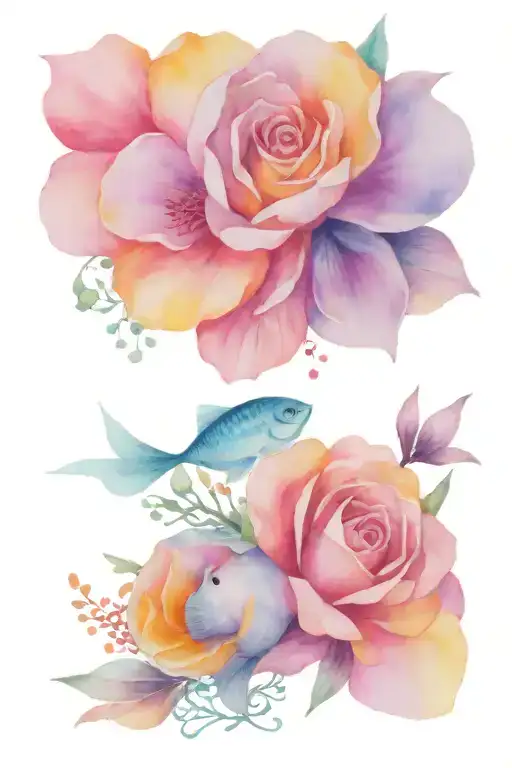 Flowers And Bright Ocean Fish