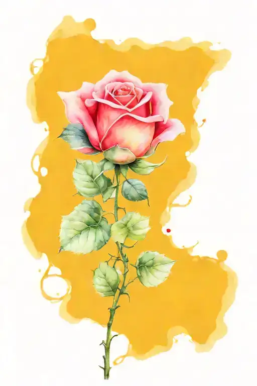 Single Rose With Ivy Vine