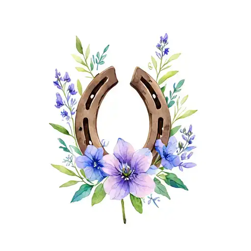Horseshoe With Larkspur Flower
