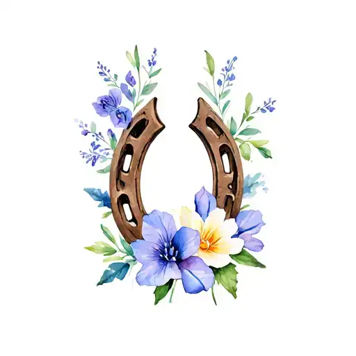 Horseshoe With Larkspur Flower