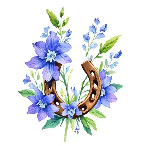 Horseshoe With Larkspur Flower