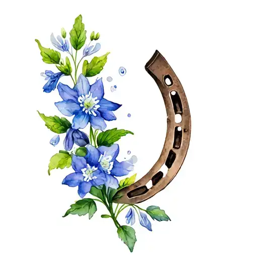 Horseshoe With Larkspur Flower