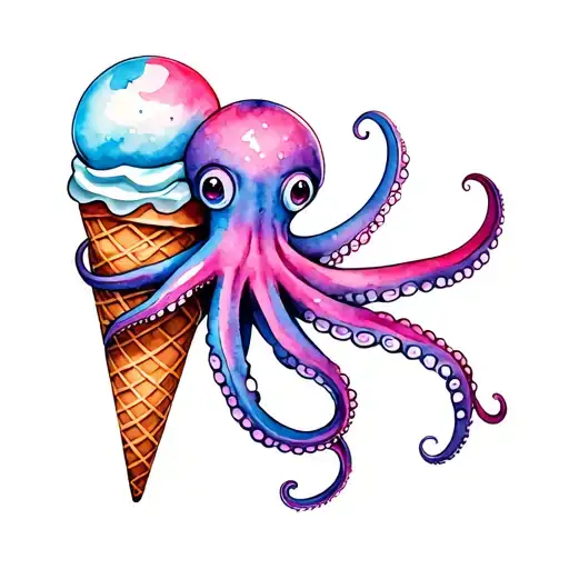 Ice Cream Cone With An Octopus
