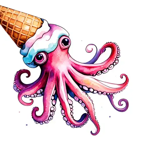 Ice Cream Cone With An Octopus