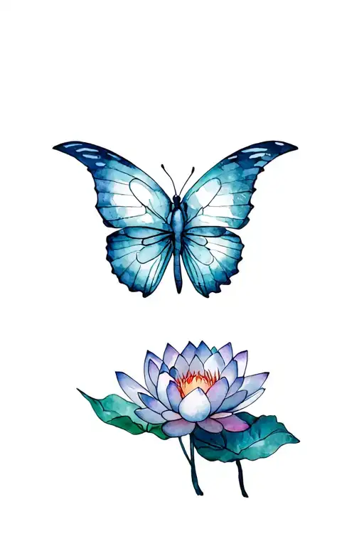 Butterfly And Lotus Flower
