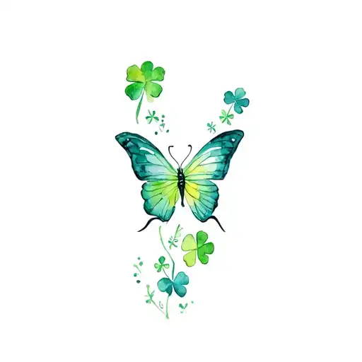 Butterfly And Shamrock Intertwined