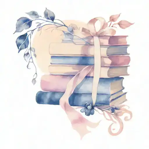 Pink Purple Navy Whimsical Book Stack