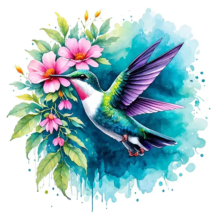 Hummingbird And Flower Blooming