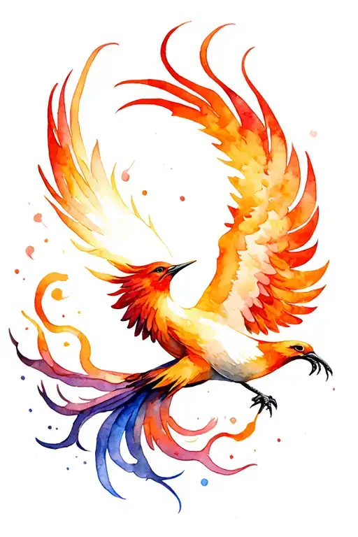 Beautiful Flame Pheonix Bird Flying