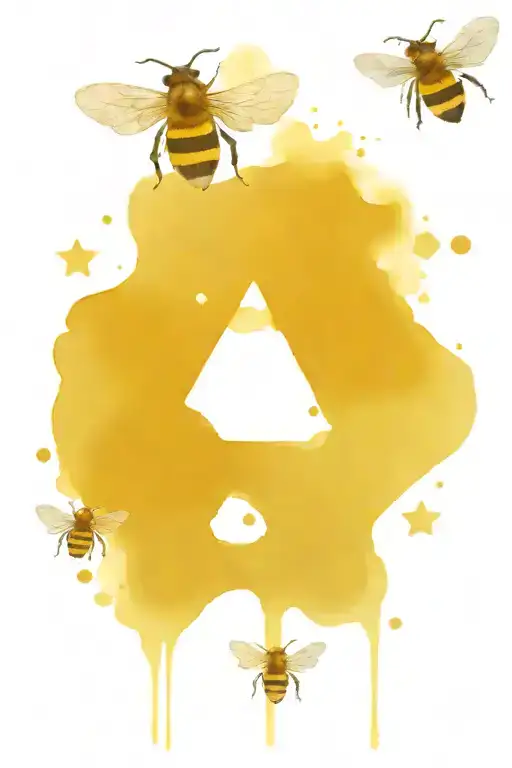 A Flowing Letter B With Three Bees Buzzing Around It An A Star Above