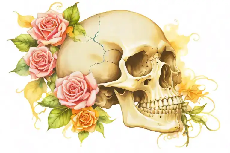 Skull And Roses Wrapped