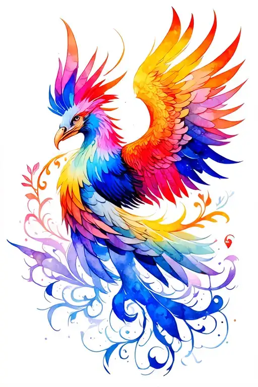 Strength Colorful Majestic Phoenix Rising