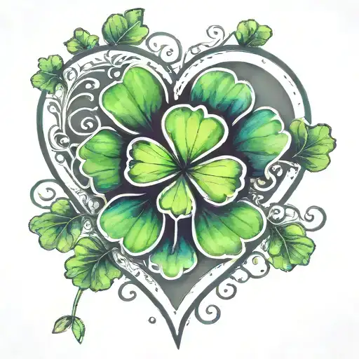 Four Leaf Clover In Heart Shape
