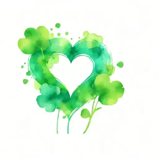 Four Leaf Clover In Heart Shape Formed