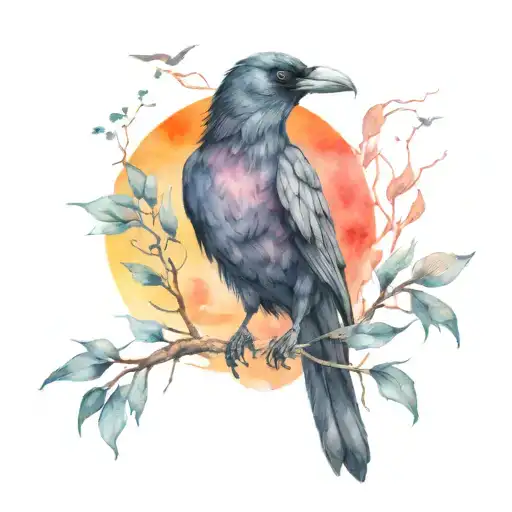 Crow Beautiful Sunset Background