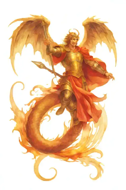 Archangel Michael Fighting A Dragon