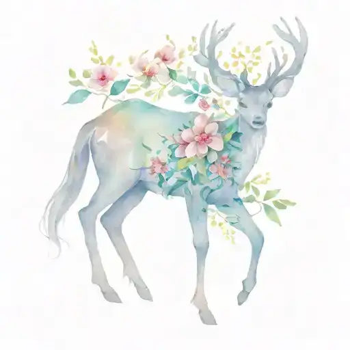 Deer With Flowers Intertwined