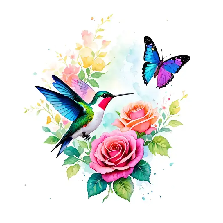 Hummingbird Rose Butterfly