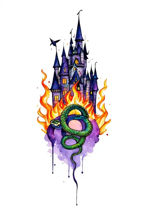 Witchy Castle With Fire And Snakes