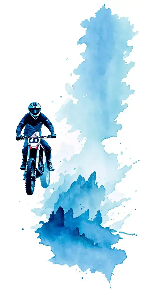 Motorcross Rider Leaving A Mountains In To A Rave Party