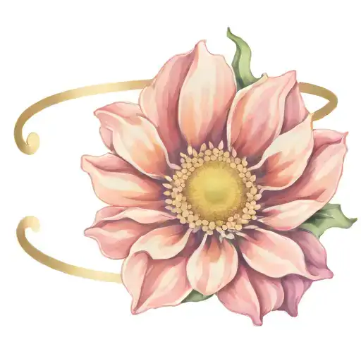 Open Bracelet Sunflower And Poppy Flower