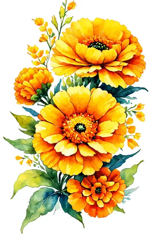 Marigold Flower Intertwined
