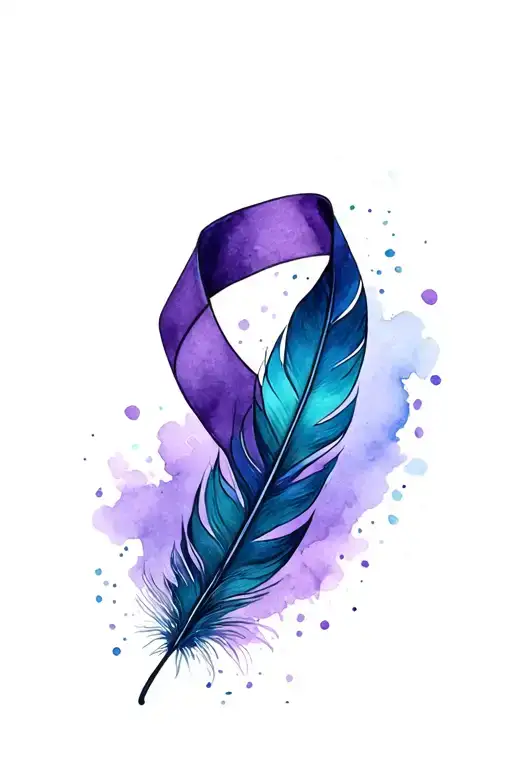 Purple And Teal Ribbon With Feather Transforming