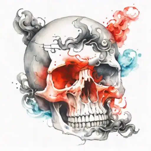 Skull With Red And Black Smoke