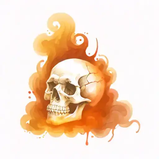 Skull With Red And Black Smoke