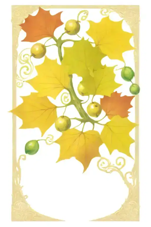 Oak Tree In A Tarot Card In The Style Of Mucha