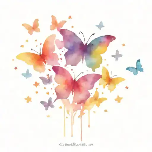 Rainbow Colored Butterflies Fluttering Amidst Constellations