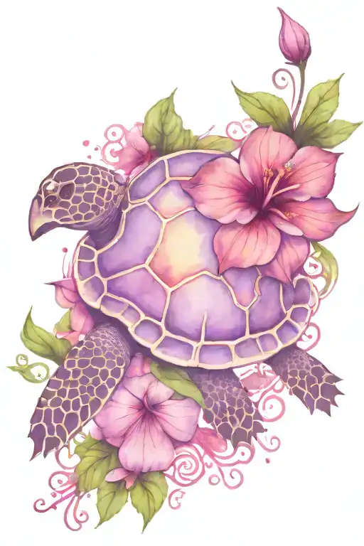 Turtle Hibiscus Flower In Purple