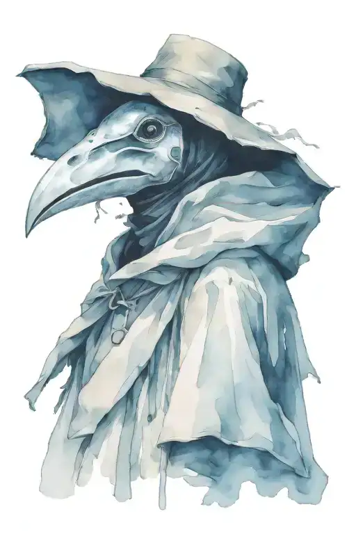 Plague Doctor With Big Hood And Raven