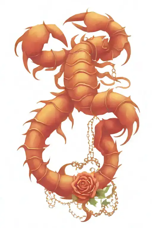Scorpion Wrapped In Chains With Thorns And Roses With Thorns